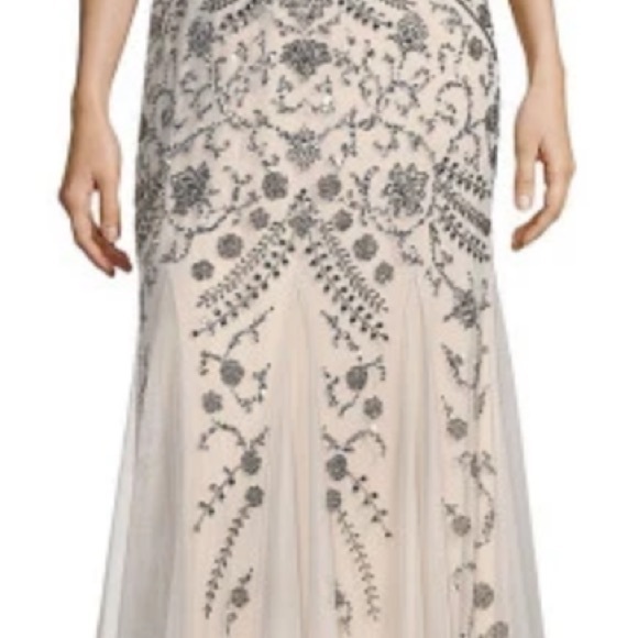 NWT Aidan Mattox Embellished Evening Dress Size 2 (Color Gun Metal) - Picture 5 of 16